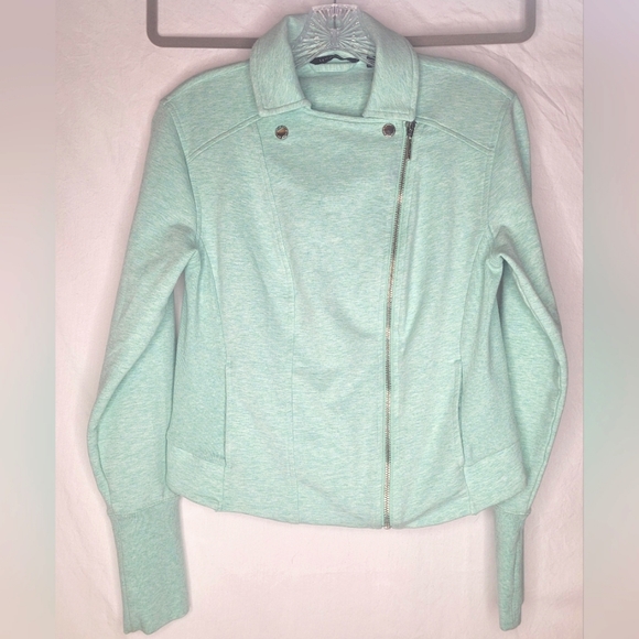 H by Halston Moto Jacket Light Green Size 8 Excellent ✅️ - Picture 1 of 5